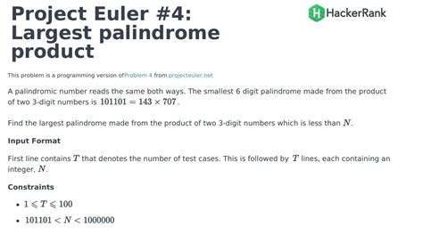 Project Euler exercise 4: largest palindrome made from the product of.